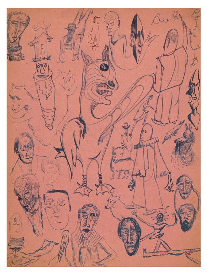 Composition and automatic drawing,
50 original drawings forming two compositions